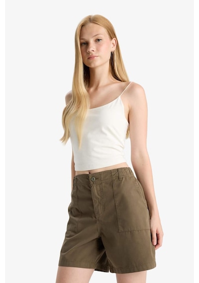 Defacto Coool Normal Bel Kısa Paça Gabardin Şort F3318ax25smkh341 Haki
