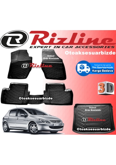 Peugeot 307 3D Paspas + Bagaj Havuzu Hb 2001-2008 Arası Rizline