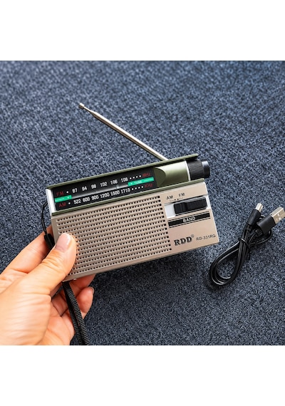 Ultratekno Rd-331rg Şarjlı Cep Radyosu Fm/am 2 Bant Taşınabilir Radyo Type-c Şarjlı 2xaa Pil Destekli Kulaklık Girişli Deprem Acil Durum Radyosu