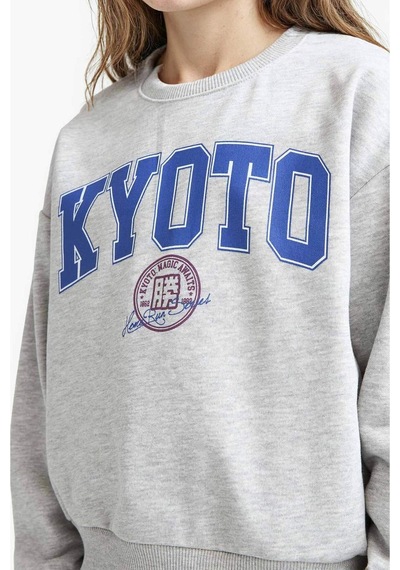 Defacto Kız Çocuk Relax Fit Bisiklet Yaka Slogan Baskılı 2li Sweatshirt E6473a825aubk81 Siyah