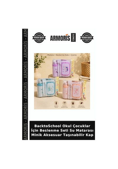 Backtoschool Okul Çocuklar İçin Beslenme Seti Su Matarası Minik Aksesuar Taşınabilir Kap Diğer