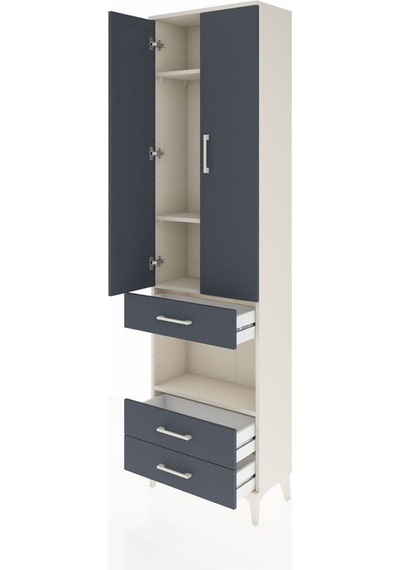 Arges Dolap 4 Raflı 3 Çekmeceli 2 Kapaklı 60x30x221 Aytaşı-antrasit Aytası