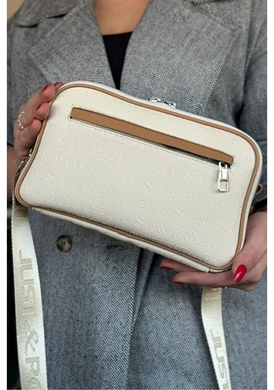Just Polo Kadın Günlük Kullanıma Uygun Şık Omuz Çantası Ve Cüzdanı Kombin Shopper Krem