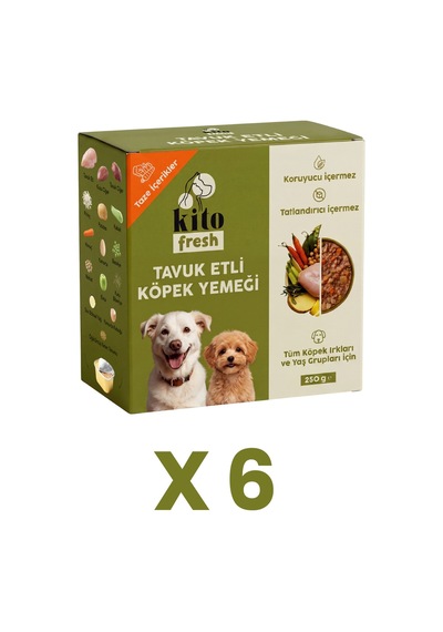 Kito Fresh Tavuk Etli Taze Yetişkin Köpek Yemeği 6 x 250 G