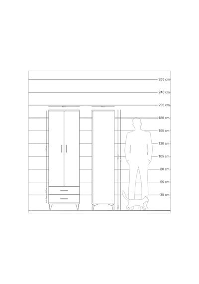 Hyperion Dolap 4 Raflı 2 Çekmeceli 2 Kapaklı 60x44x195 Çam-an... Çam
