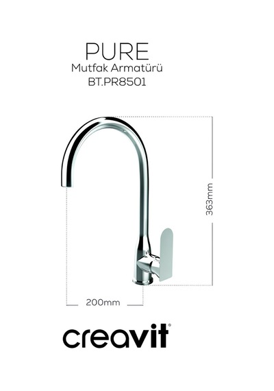Creavit Pure Lavabo Banyo Eviye Bataryası 3'lü Set PR1500-PR2500-PR8501 Krom