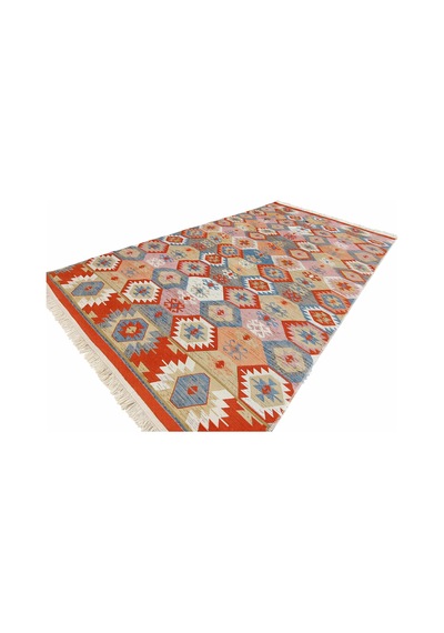 Algelsineve Elmas Desen Kilim El Dokuması Tadında Otantik Görünüm Çok Renkli
