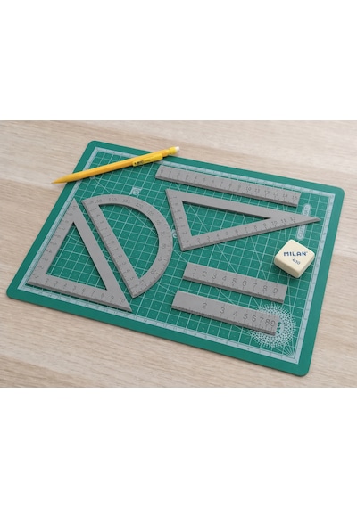 3d Baskı Geometri Cetvel Seti - İletki, Gönye Ve Ölçüm Araçları - Gri