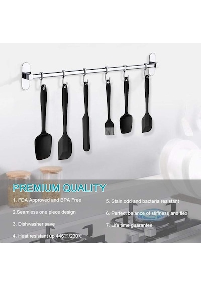 Silikon Spatula Seti 6 Parça - Isıya Dayanıklı Yapışmaz Tek Parça Isıya Dayanıklı Siyah Mutfak Gereçleri Seti Diğer