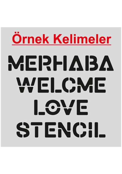 Stencil Harf Boyama Şablonu X071 Harf Yüksekliği 5 Cm