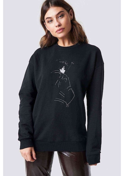 Anime Naruto Baskılı Siyah Kadın Sweashirt (534632193)