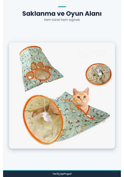 Hışırtılı Kedi Oyun Tüneli Katlanabilir