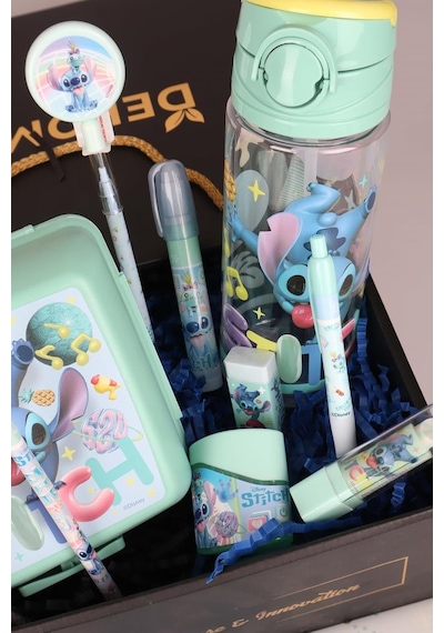 Stitch Lisanslı Kırtasiye Seti, Matara, Beslenme Kutusu, Kalem, Silgi Ve Kalemtraş Tek Renk