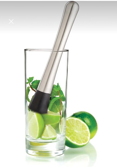 Paslanmaz Çelik 20cm Mojito Bar Kokteyl Tokmağı Meyve Ve Buz Ezici Siyah - Gri