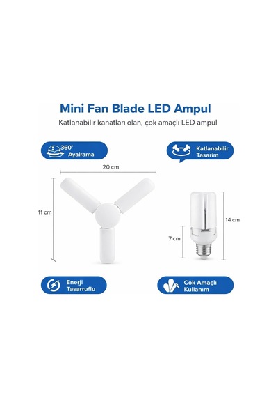 Tr 3 Kollu Katlanabilir Led Tavan Ampulü E27 Duy Uyumlu Yüksek Parlaklık Enerji Tasarruflu Modern Tavan Aydınlatma A Diğer