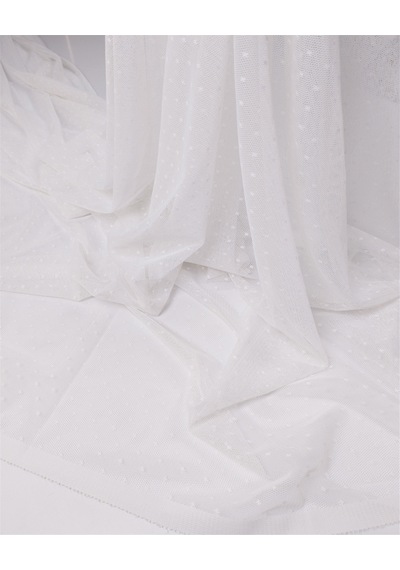 Beyaz Minik Yıldız Desenli İnce Esnek Tül Kumaş Elbiselik & Bluzluk 140x200cm-12857