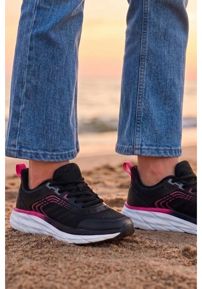 In Step Violet Dash Kadın Siyah Pembe Örgü Tabanlı Hafif Yürüyüş Ve Koşu Ayakkabısı Siyah - Pembe In Step Violet Dash Kadın Siyah Pembe Örgü Tabanlı Hafif Yürüyüş Ve Koşu Ayakkabısı Siyah - Pembe