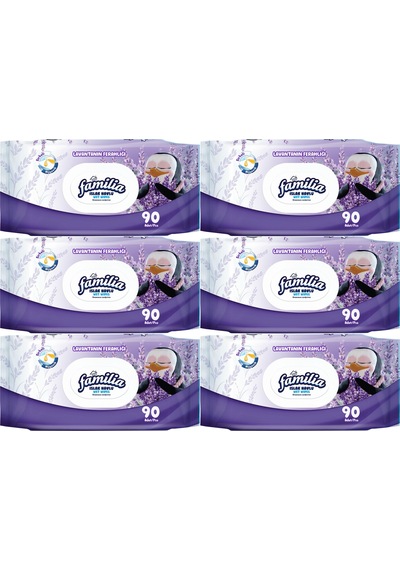 Familia Islak Havlu Mendil Lavantanın Ferahlığı 90 Yaprak 6lı Set 6'lı Set