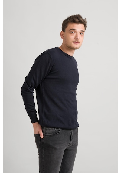 Sıfır Yaka Pamuklu Slimfit Basic Erkek Triko Kazak Lacivert