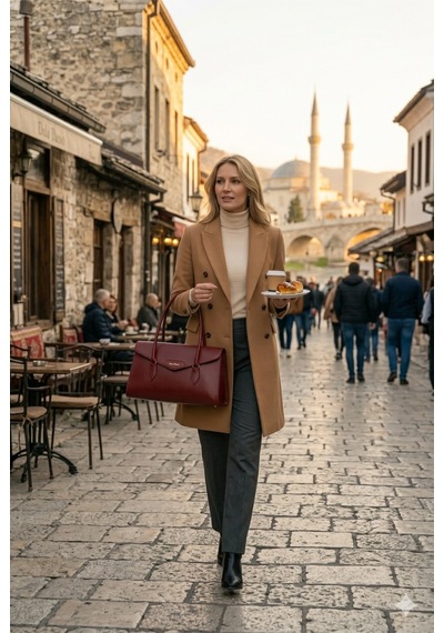 Dukidaso Şarap Kadın Baget Kol Çantası Şarap Mt1581 Kırmızı