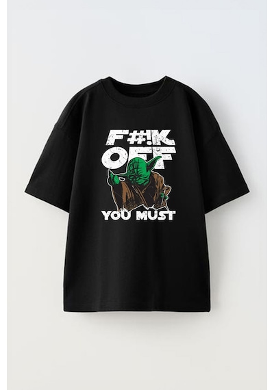 Thewert Unisex A Jedi's Response To Haters Tasarım Baskılı Pamuk Sıyah Oversize T-shirt Siyah