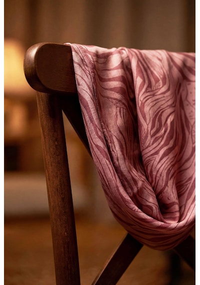Silk Home Pamuk Karışımlı Eşarp Pudra Vizon Zebra Desen Soft Dokulu Kaymaz 90x90 Çok Renkli