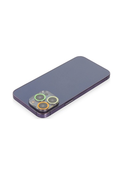 İphone 12 Pro Renkli Kamera Lens Koruma Cam - Sarı-turuncu