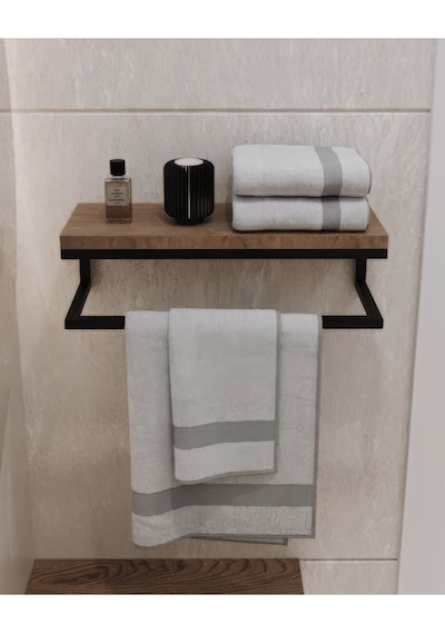 Aju Havluluk Duvara Monte Raf Aksesuarlık Şal Askılığı Ev Banyo Mutfak Düzenleyici Çok Amaçlı Raf Ceviz Ceviz