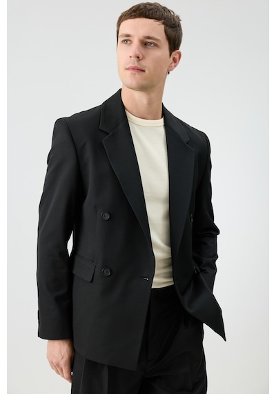 Antioch Relaxed Kruvaze Erkek Blazer Ceket Siyah
