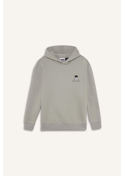 Defacto One Piece Boxy Fit Kapüşonlu Sırt Baskılı Sweatshirt E9297ax25augr454 Gri