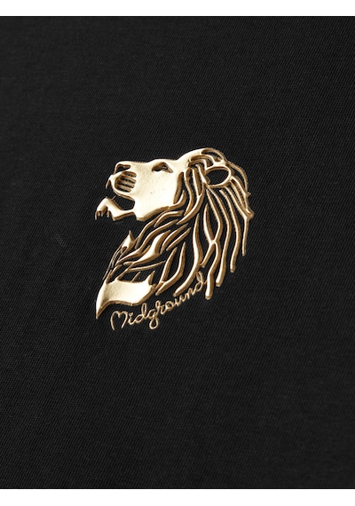 Gsstore X Midground Aslan Logolu Erkek Basic T-shirt E251229 Siyah
