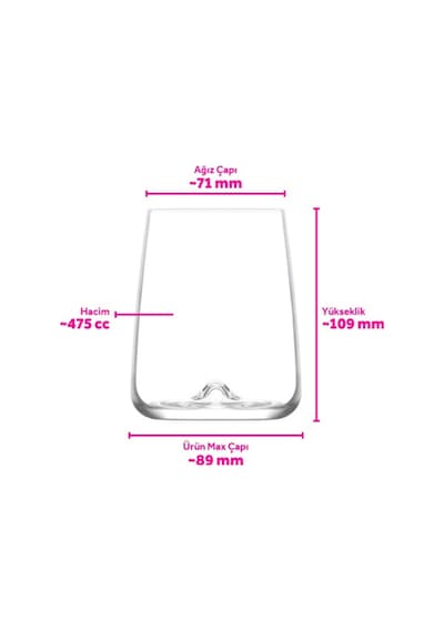 Lav Terra Cam Kırmızı Şarap Kadehi 6'lı 475 ml (Meşrubat/Şarap Bardağı )