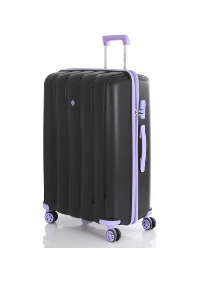 Mçs 3lü Set Kırılmaz Silikon Seyahat Valizi Bavulu V305 Siyah Lila Siyah - Lila