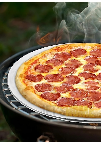 Pizza Tepsisi Alüminyum Pizza Teli Lahmacun Tepsisi 28 Cm Gri