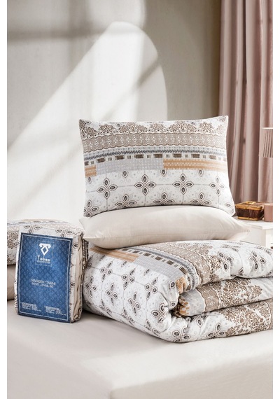 Veramoni Soft Dreams Safir Çift Kişilik Pamuklu Desenli Nevresim Takımı - Kahve