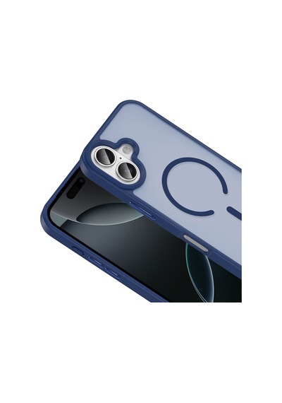 Vendas Apple Uyumlu iPhone 17 Kılıf M-safe Şarj Özellikli Mat Arka Yüzey Zore Sio Kapak + Hayalet Ekran Koruyucu Lacivert