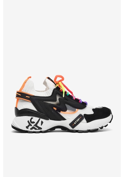 Tonny Black Rahat Kalıp Renkli Lastik Boğazlı Bağcıklı Sneaker Kadın Siyah Beyaz Sneaker Tbtdyz1903