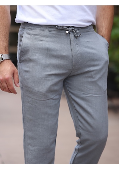 Keten Jogger Pantolon Gri