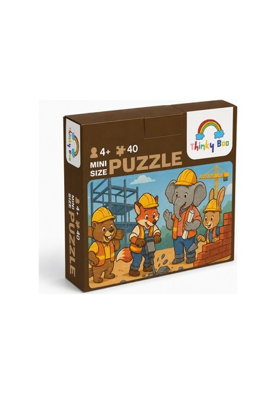 İnşaat Ekibi Mini Puzzle 40 Parça 3-7 Yaş Eğitici Çocuk Puzzle Yapboz