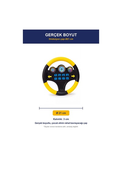 Turbosürücü Sesli Işıklı Direksiyon Oyuncağı Sarı