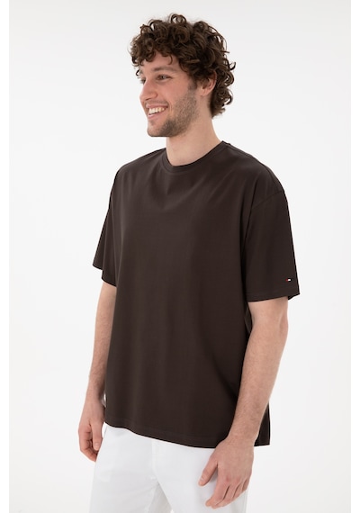 U.S. Polo Assn. Erkek Comfort Fit Bisiklet Yaka Kahverengi Merserize Basic Tişört 50313089-VR029
