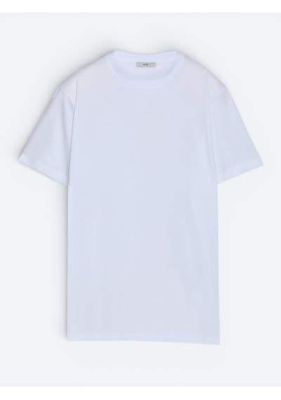 Kip Beyaz Düz %100 Pamuk T-shirt beyaz white
