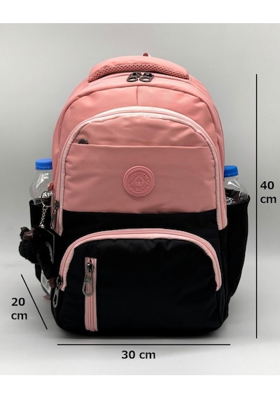 İlk Okul Çantası 3'lü Seti Unisex Çocuk İlkokul Çantası Bvt-8010 Pudra-siyah Pudra