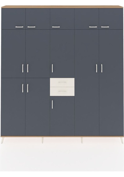 Arges Dolap 10 Raflı 2 Çekmeceli 3 Askılı 220x30x243 Çam-antrasit/aytaşı Antrasıt/aytası Arges Dolap 10 Raflı 2 Çekmeceli 3 Askılı 220x30x243 Çam-antrasit/aytaşı Antrasıt/aytası