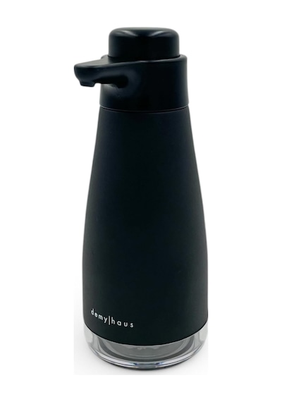 Sense Touch Manuel Pompalı Sıvı Sabunluk Paslanmaz Çelik 450ml Şeffaf Seviye Bölmesi Parm Siyah