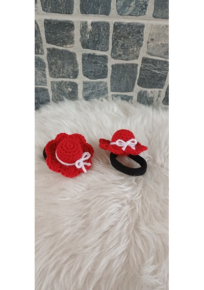 Şapkalı Lastik Toka -kurdeleli Şapka Toka Kırmızı