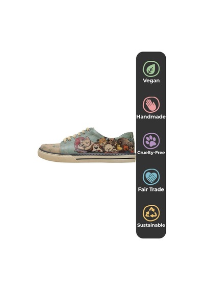 Kadın Vegan Deri Yeşil Sneakers - Sleeping Dogs Tasarım Çok Renkli