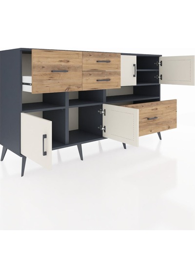 Hyperion Konsol 5 Raflı 4 Çekmeceli 4 Kapaklı 176x44x99 Antrasit- Antrasit-aytaşı/çam Hyperion Konsol 5 Raflı 4 Çekmeceli 4 Kapaklı 176x44x99 Antrasit- Antrasit-aytaşı/çam