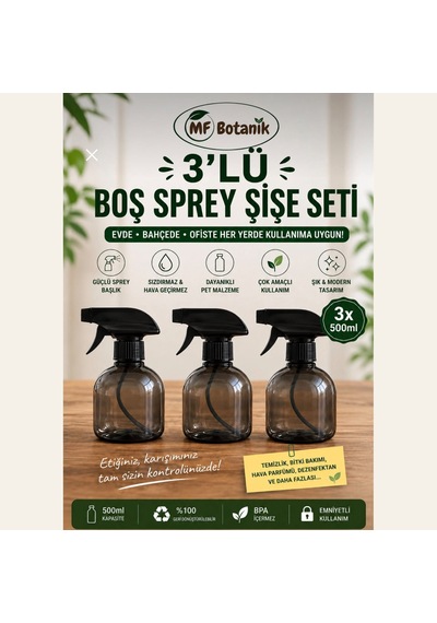 3 Lü Premium Dekoratif Boş Şişe Seti 500 Ml