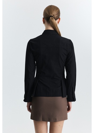 Antioch Peplum Poplin Gömlek Siyah